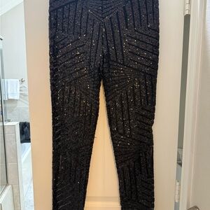 Bebe Black Sequin Embellished Trousers